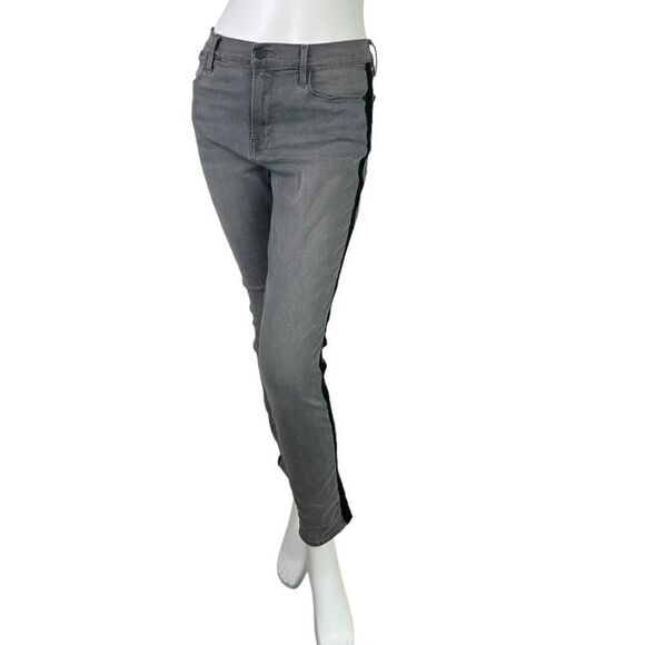 Frame Denim Le High Skinny Jeans in Gray Grimes Wash Velvet Tux Stripe Size 31 - Picture 2 of 9
